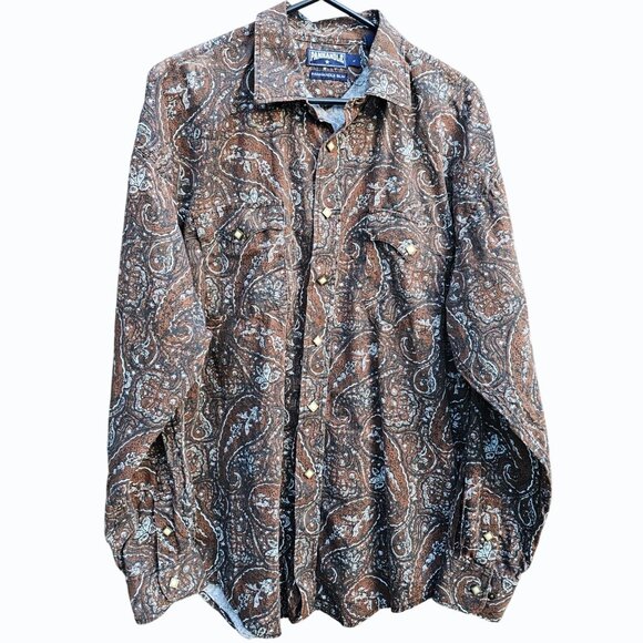 Panhandle Slim Mens L Western Shirt Diamond Pearl Snaps FLAW : Faded on Shoulder - Picture 2 of 10